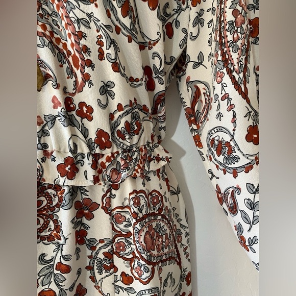 Size 14 Banana Republic Cream Paisley Midi Dress with Rust Accents - Picture 10 of 10